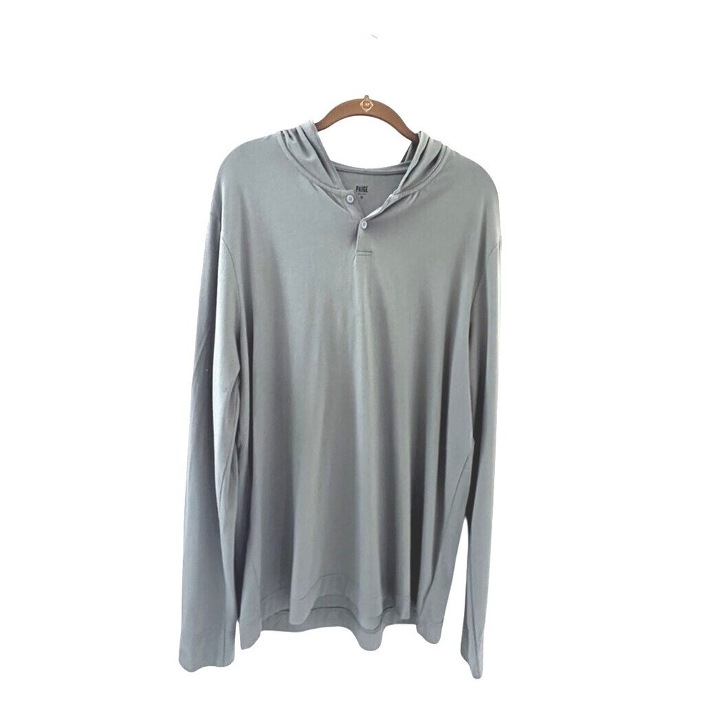 PAIGE Henley Hoodie Sage Green Jersey - XL